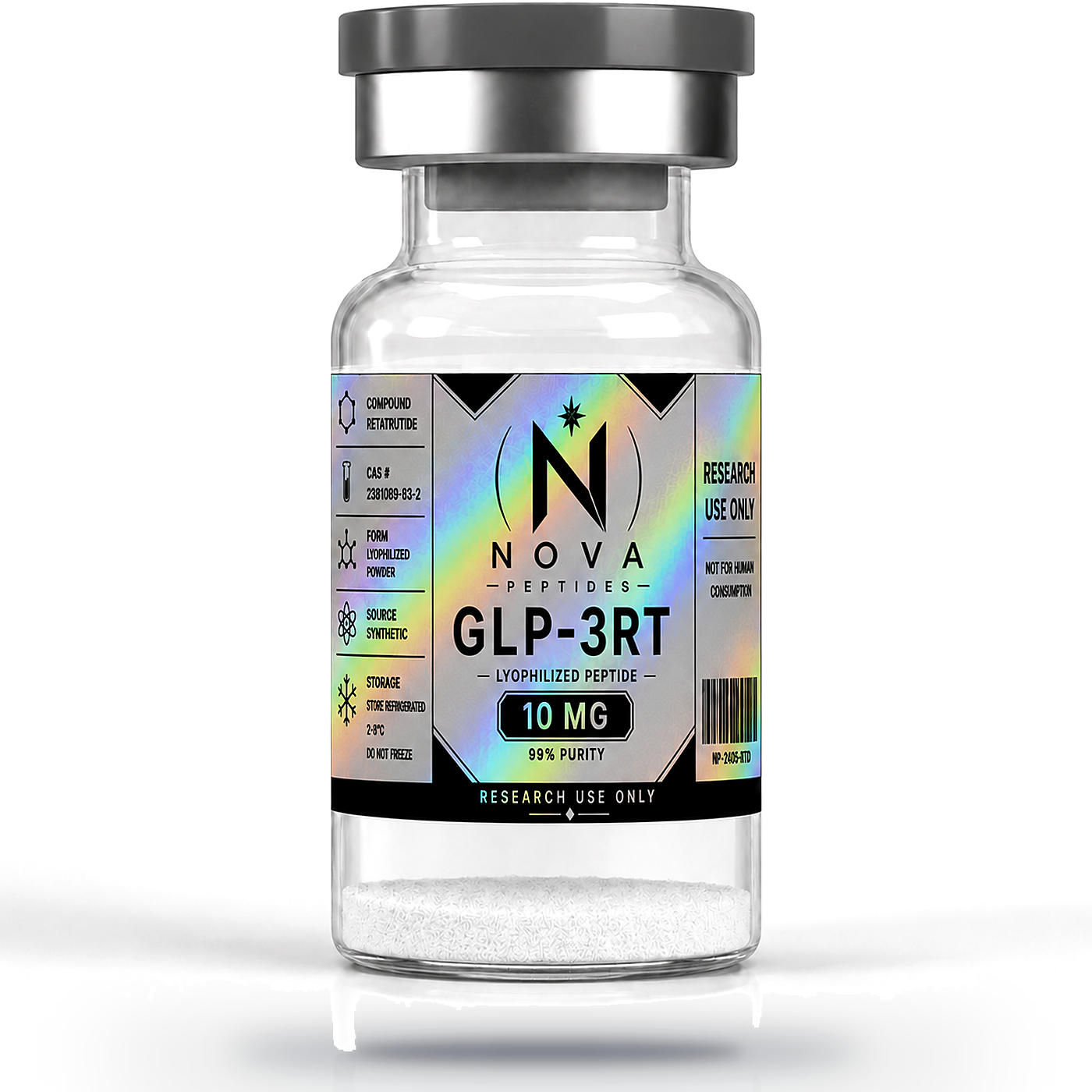 NovaLife research peptide bottle